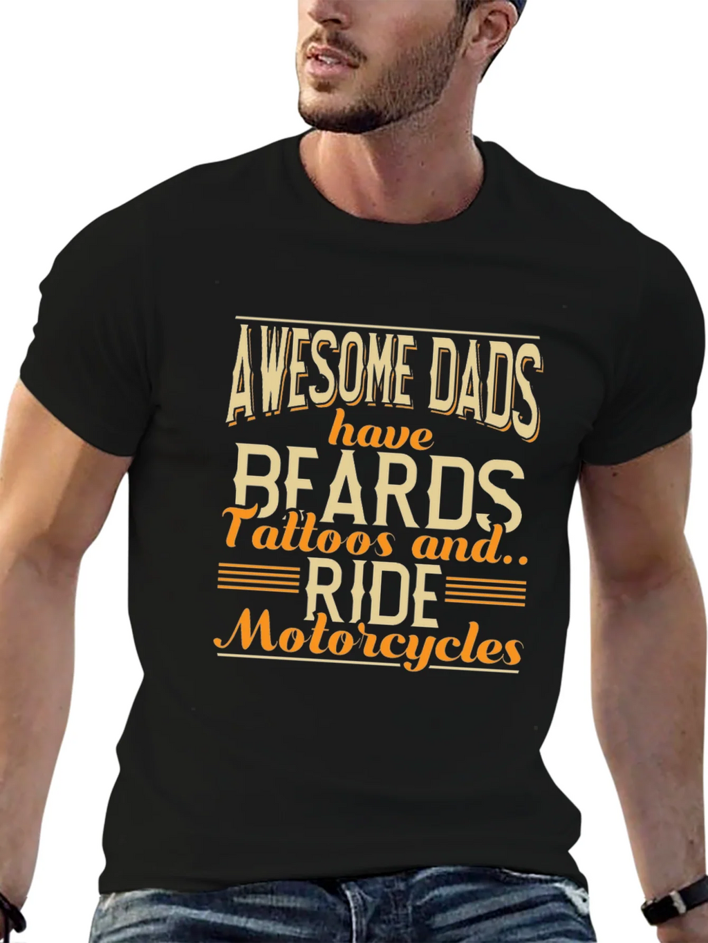 Awesome Dads T-Shirt - Beards Tattoos Motorcycles product image 6