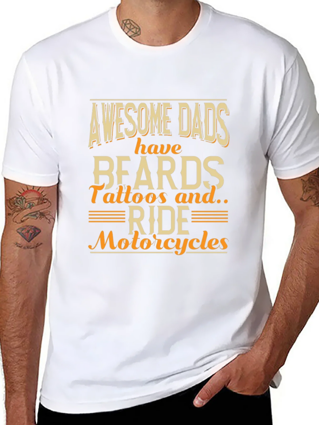 Awesome Dads T-Shirt - Beards Tattoos Motorcycles product image 7