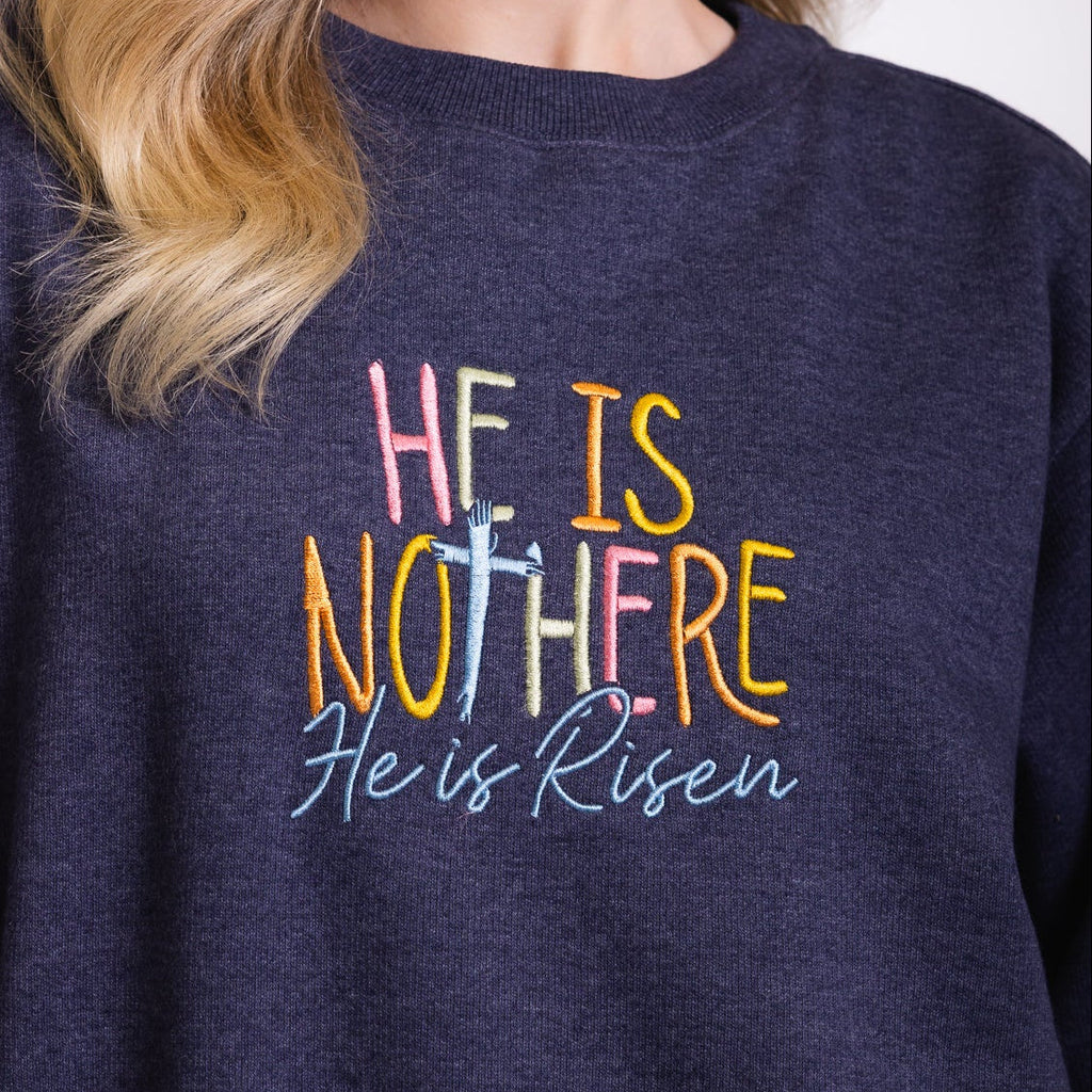 Embroidered He is Not Here Sweatshirt product image 3