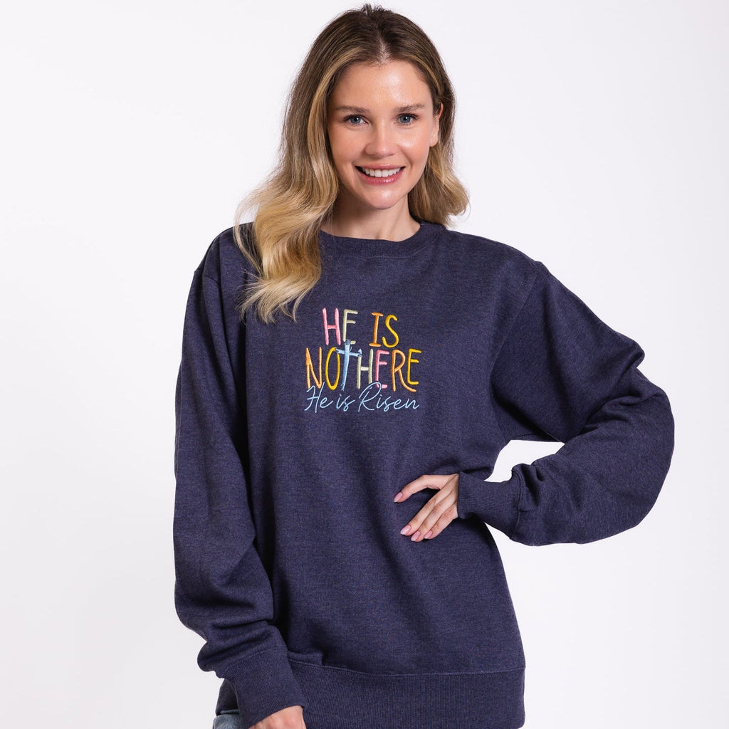 Embroidered He is Not Here Sweatshirt product image 4