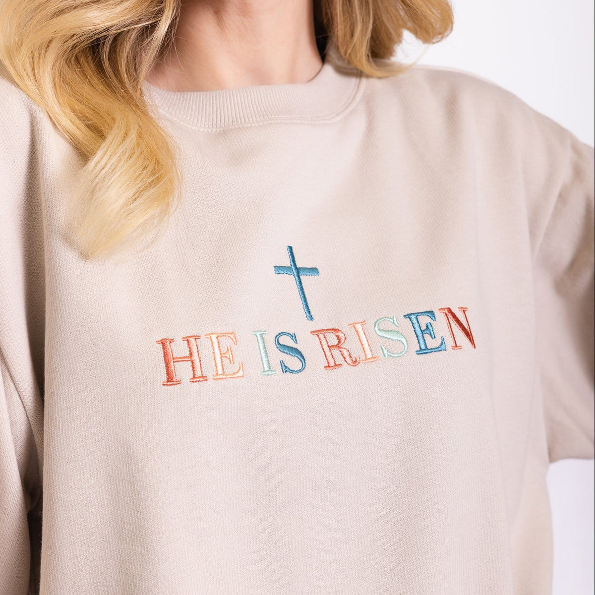 Embroidered He is Risen Sweatshirt product image 4