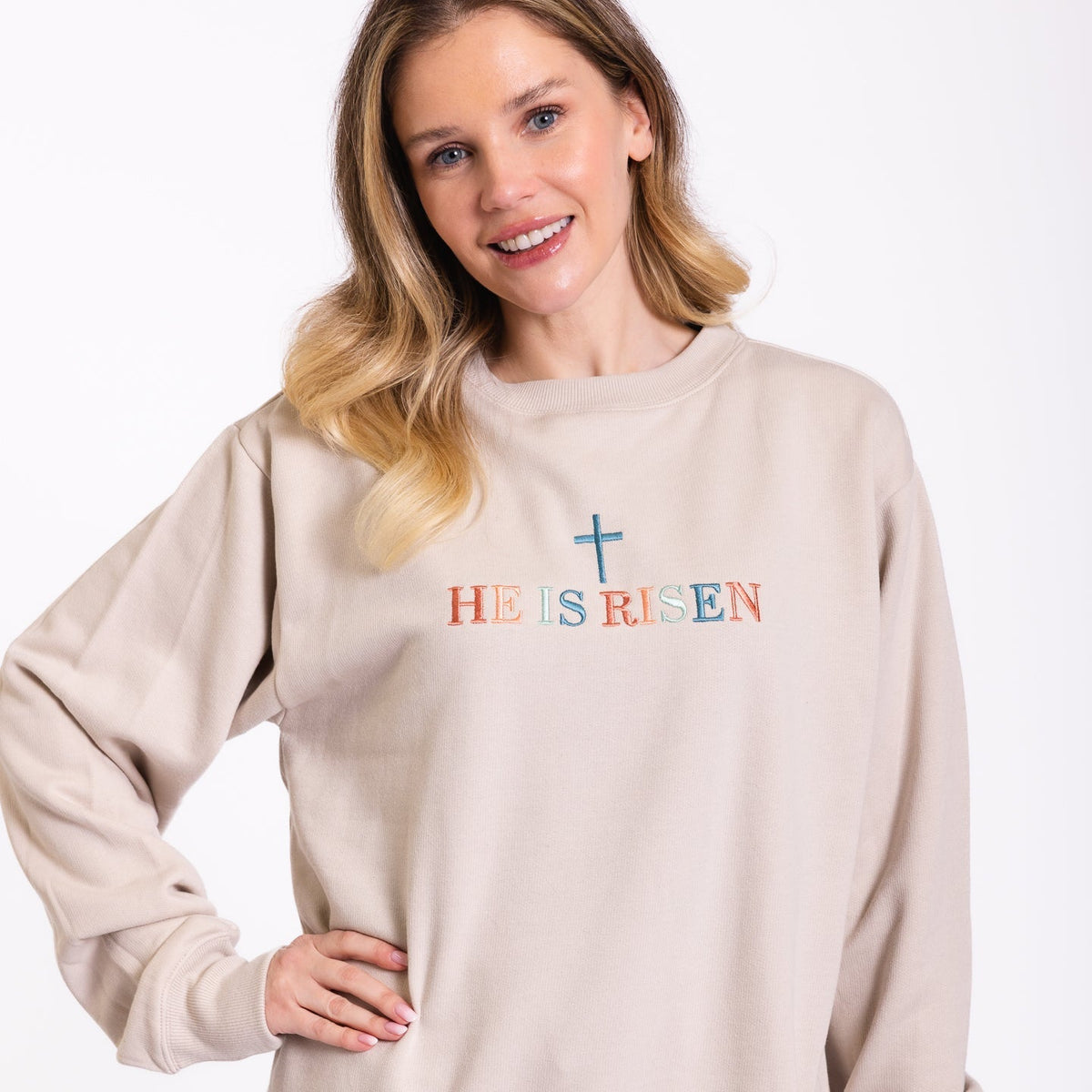 Embroidered He is Risen Sweatshirt product image 2