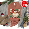 Merry Christmas Patchwork V-Neck - Heather Chestnut - 10