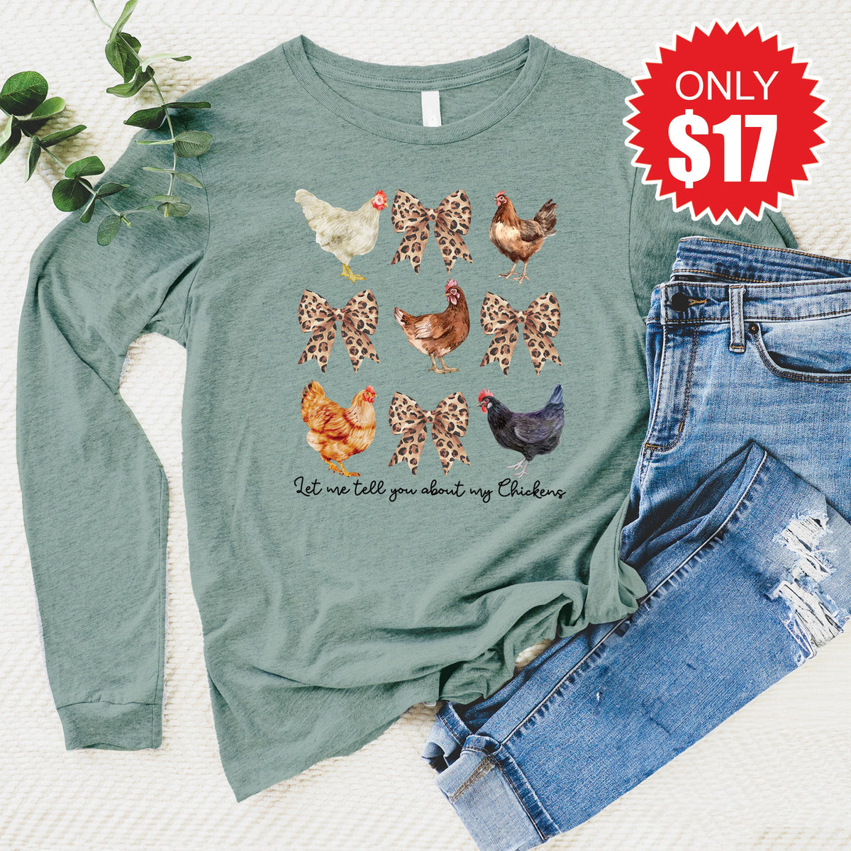 About My Chickens Long Sleeve - Heather Sage - 17 product image 1