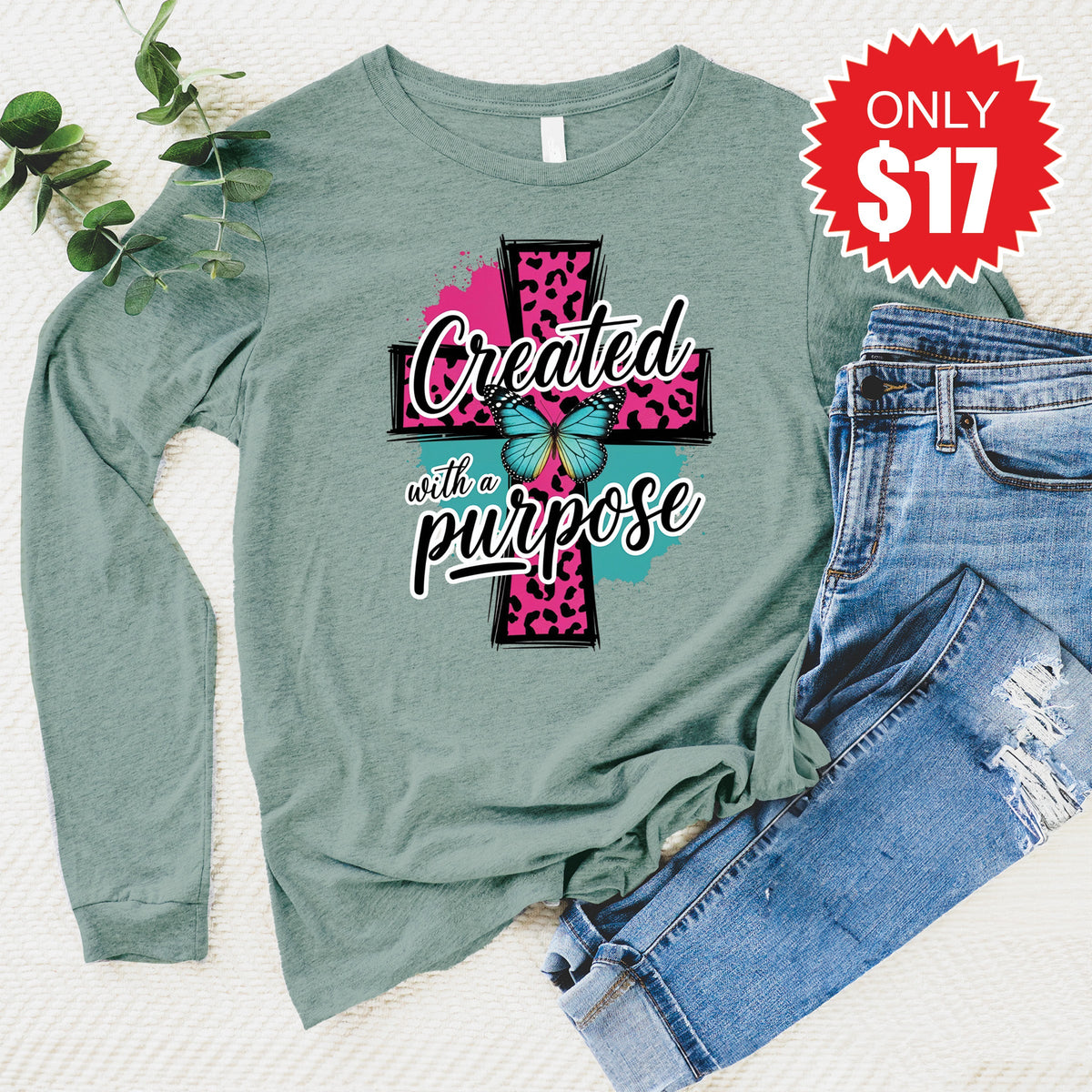 Created With A Purpose Long Sleeve - Heather Sage - 17 product image 1