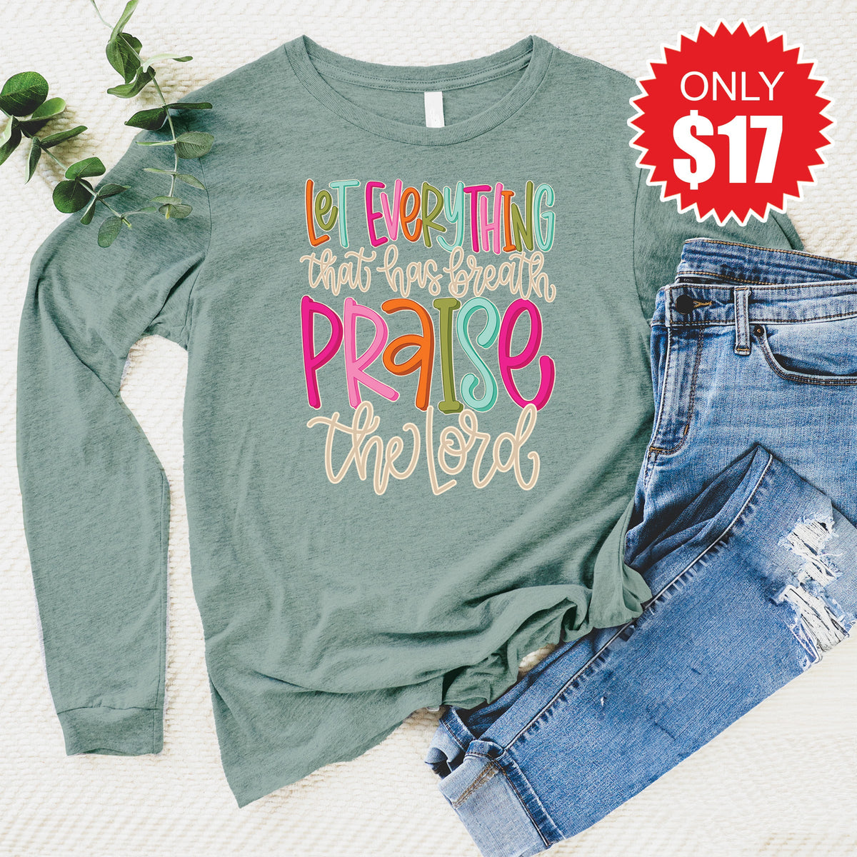 Praise The Lord Long Sleeve - Heather Sage - 17 product image 1