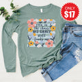 His Grace Finds Me Long Sleeve - Heather Sage - 17 product image 1