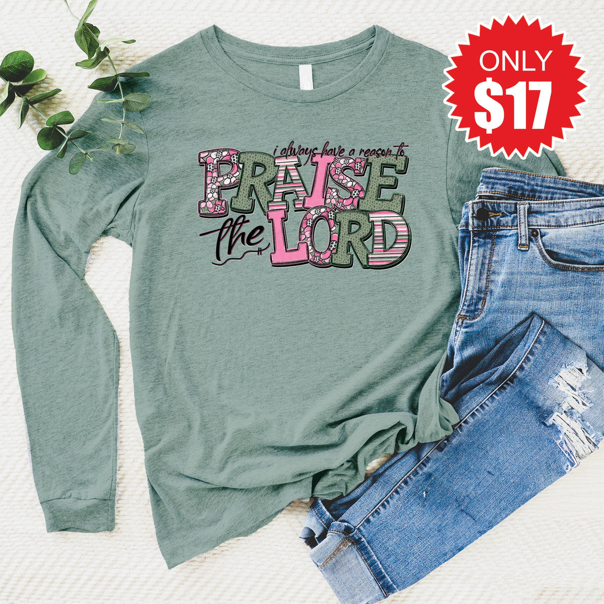Praise The Lord Long Sleeve - Heather Sage - 17 product image 1
