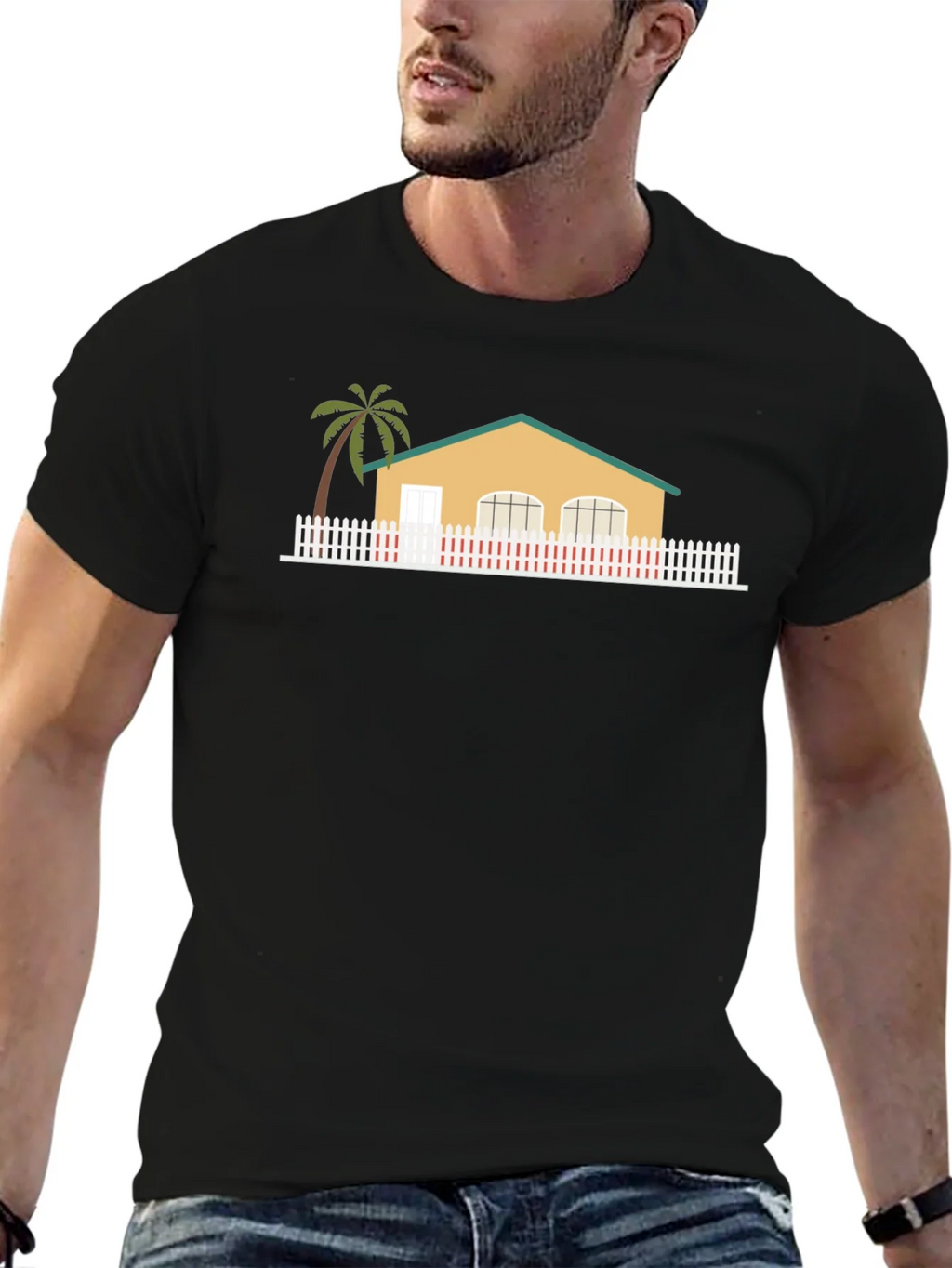 House with Palm Tree Graphic T-Shirt product image 6