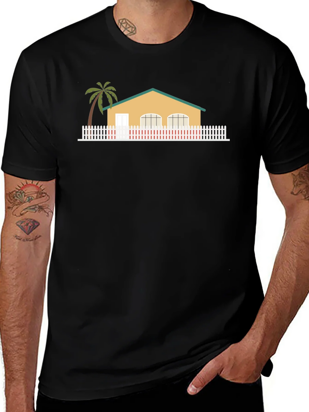 House with Palm Tree Graphic T-Shirt product image 1
