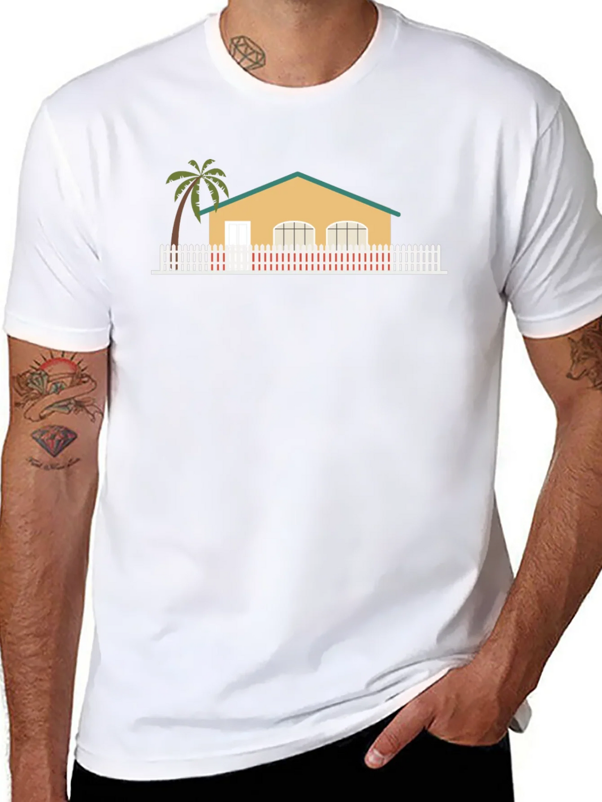 House with Palm Tree Graphic T-Shirt product image 7