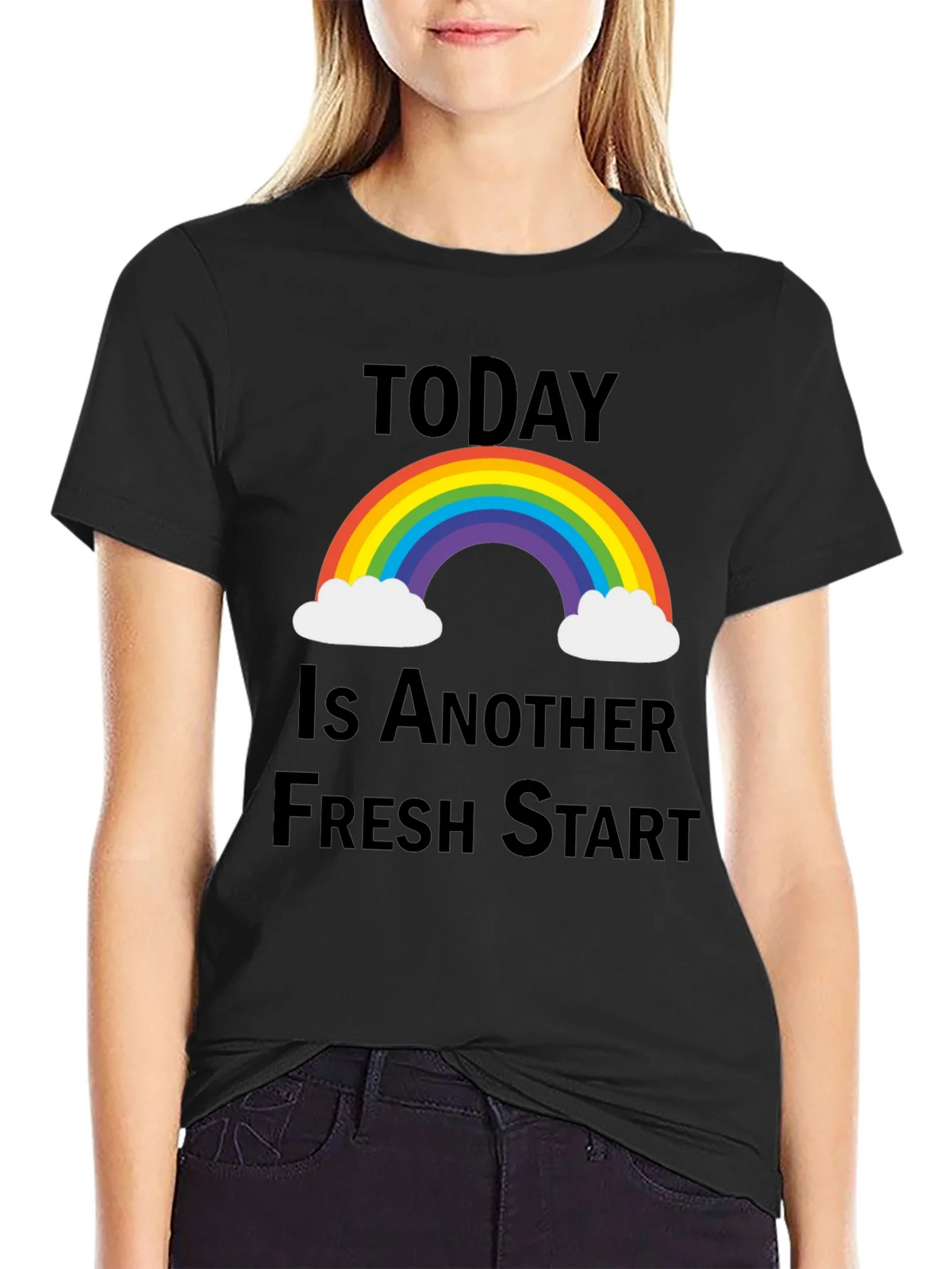 Fresh Start Rainbow Graphic Tee - Positive Vibes T-Shirt product image 2