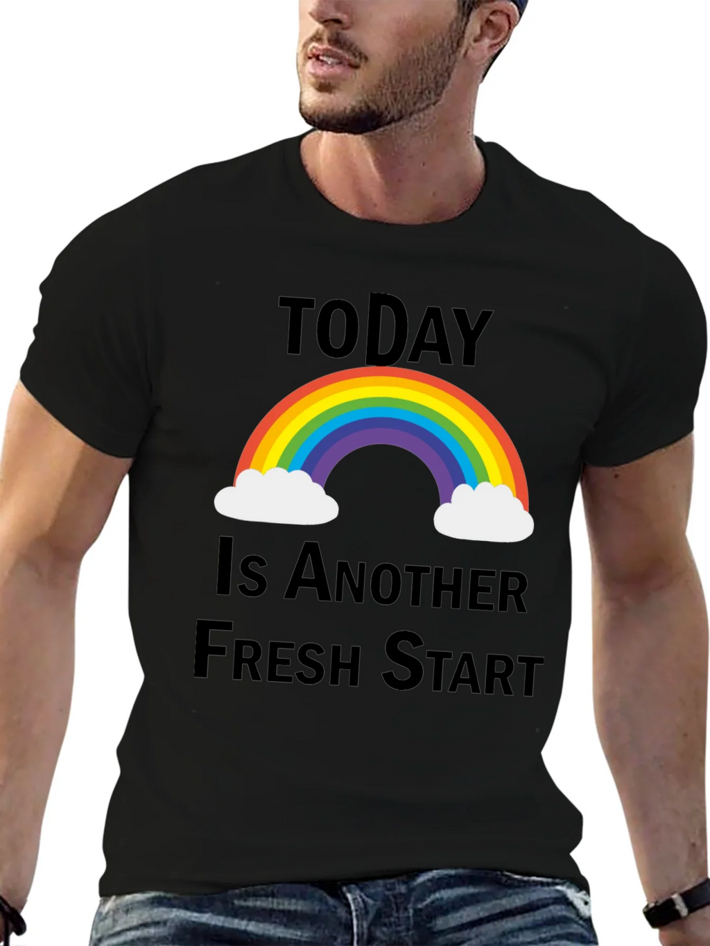 Fresh Start Rainbow Graphic Tee - Positive Vibes T-Shirt product image 6