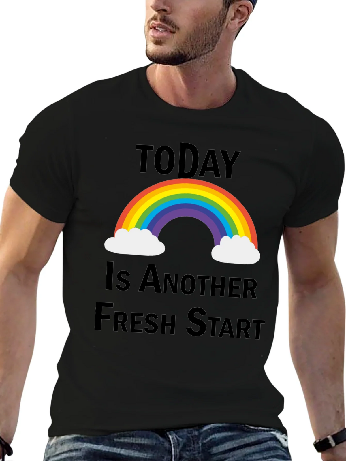 Fresh Start Rainbow Graphic Tee - Positive Vibes T-Shirt product image 6