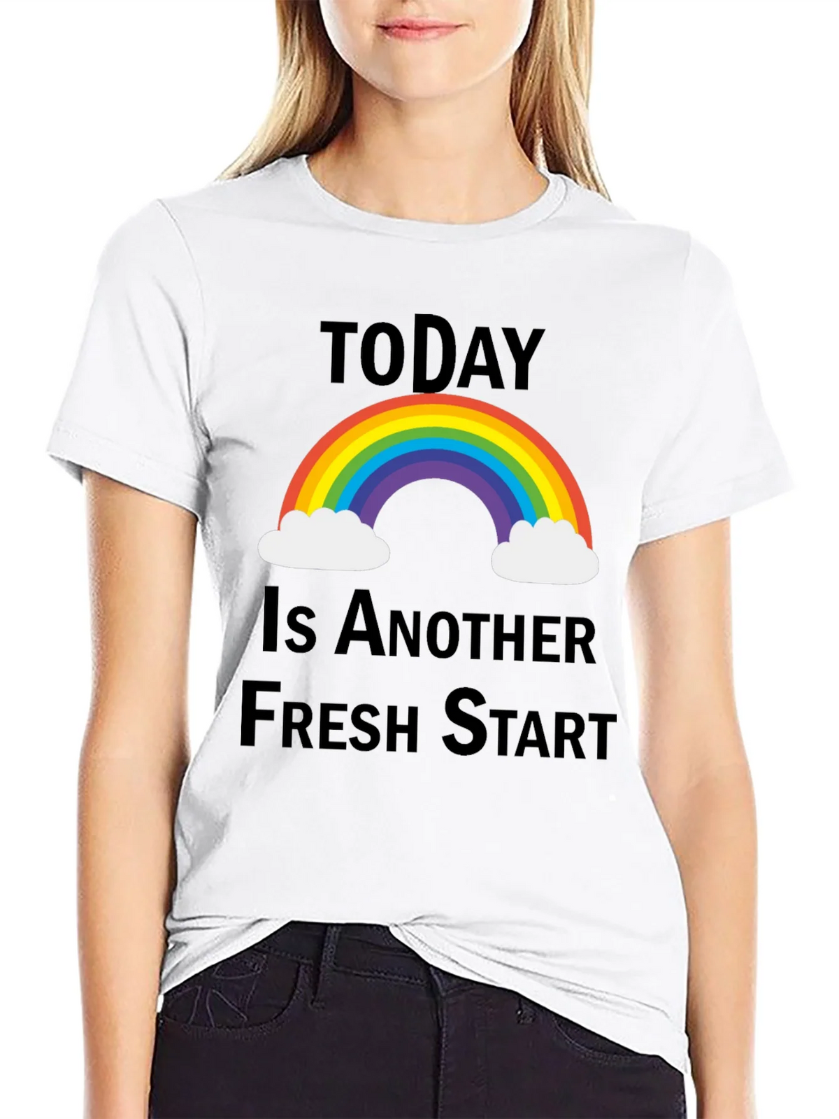 Fresh Start Rainbow Graphic Tee - Positive Vibes T-Shirt product image 8