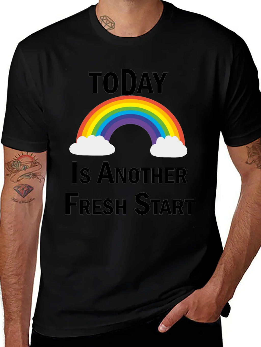 Fresh Start Rainbow Graphic Tee - Positive Vibes T-Shirt product image 1