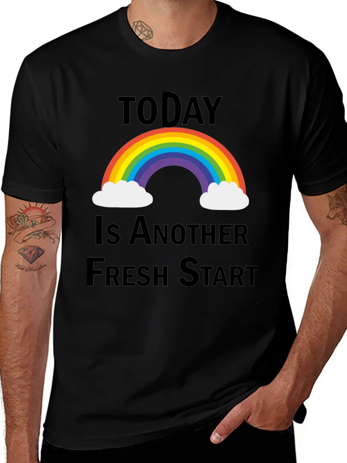 Fresh Start Rainbow Graphic Tee - Positive Vibes T-Shirt product image 1
