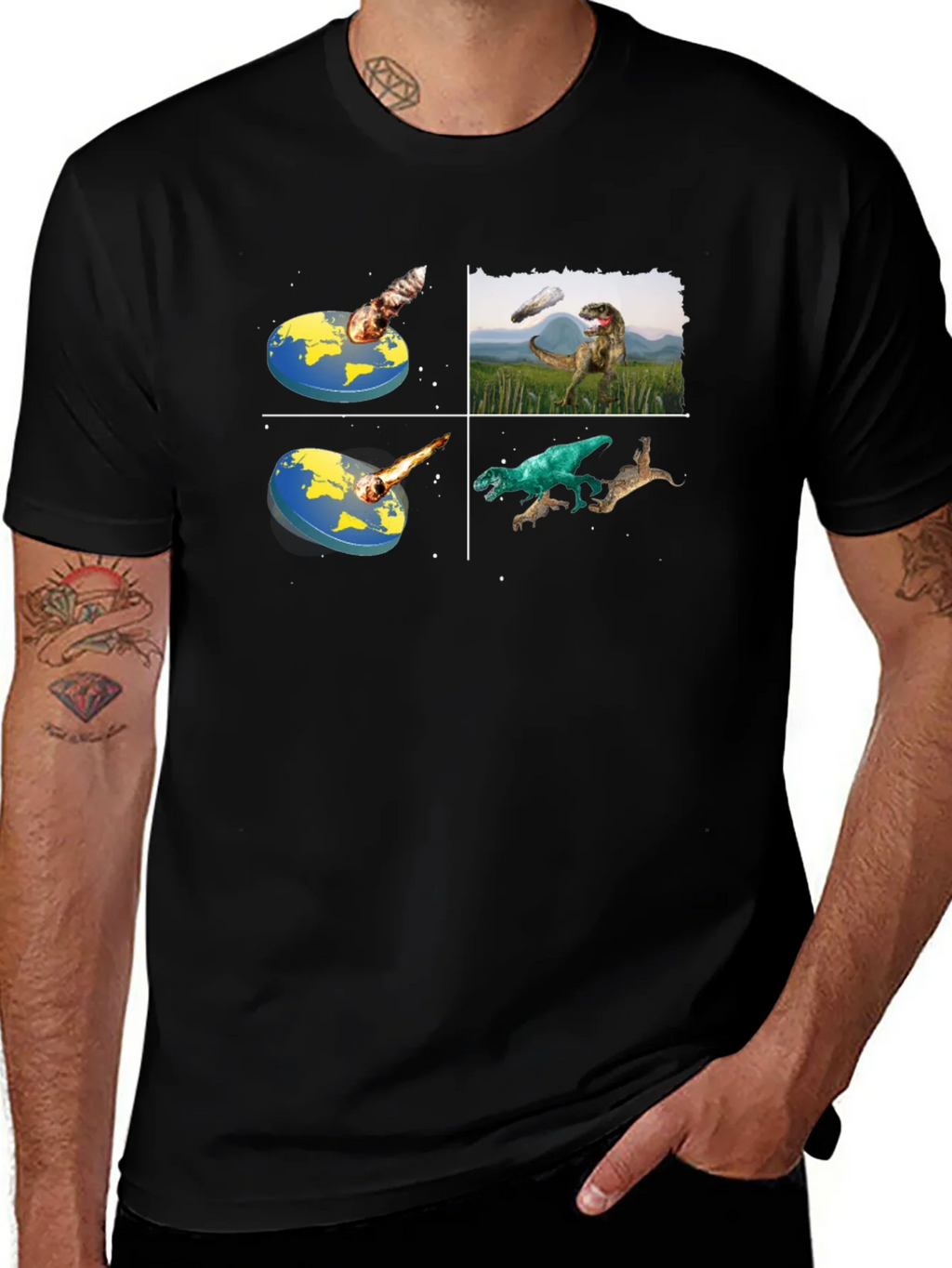 Dinosaur Extinction T-Shirt - Flat Earth Theory product image 1