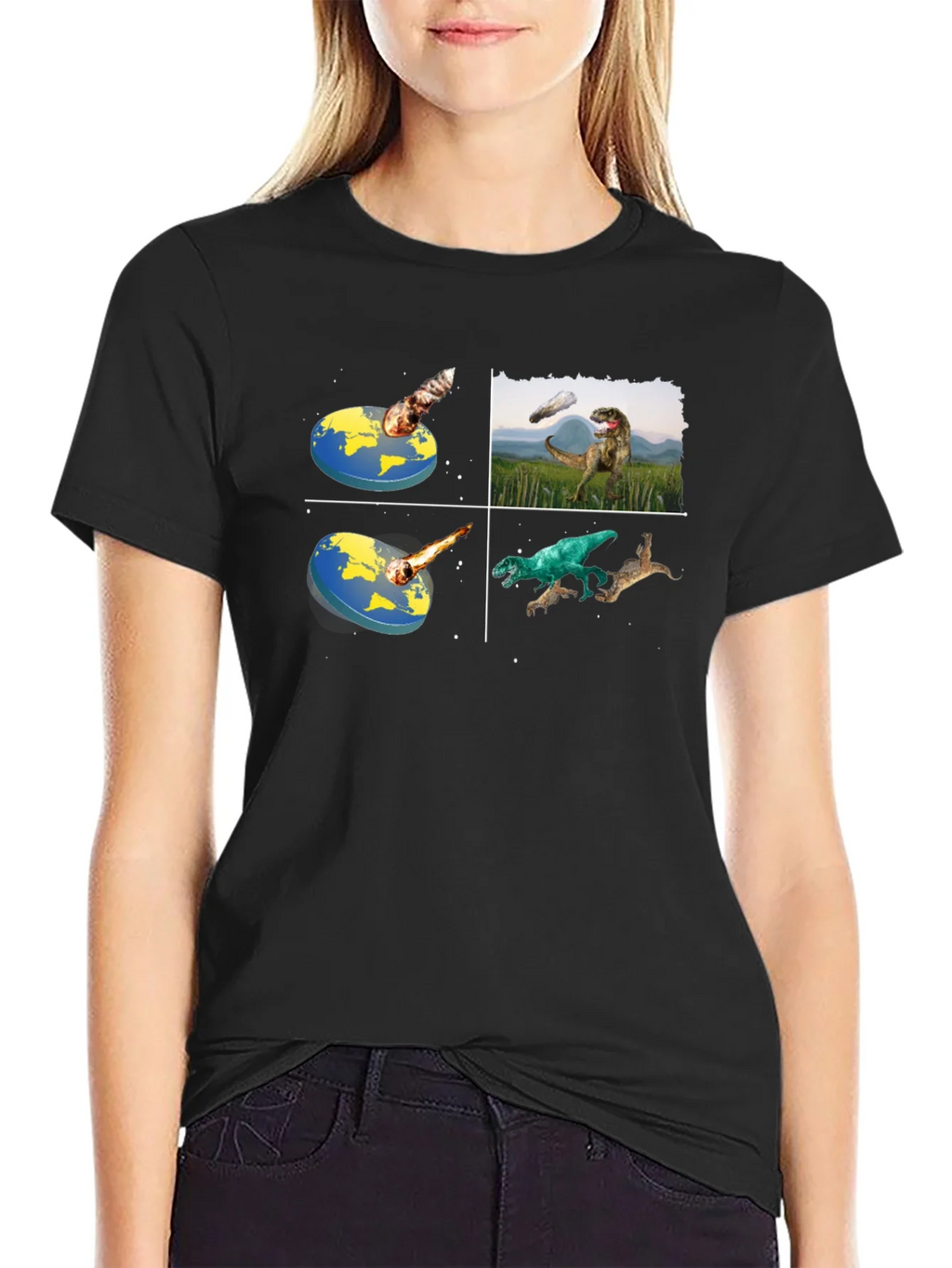Dinosaur Extinction T-Shirt - Flat Earth Theory product image 2