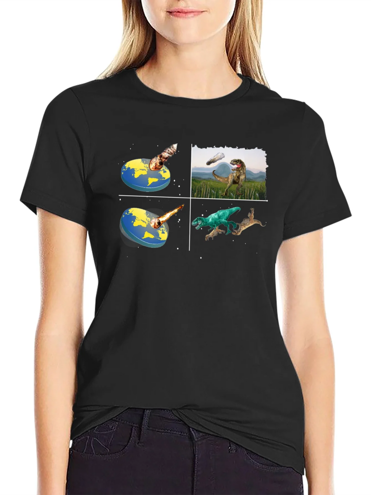 Dinosaur Extinction T-Shirt - Flat Earth Theory product image 2