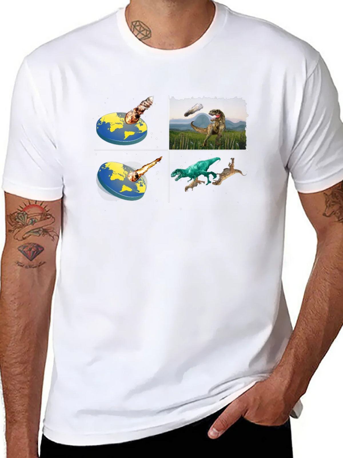 Dinosaur Extinction T-Shirt - Flat Earth Theory product image 5