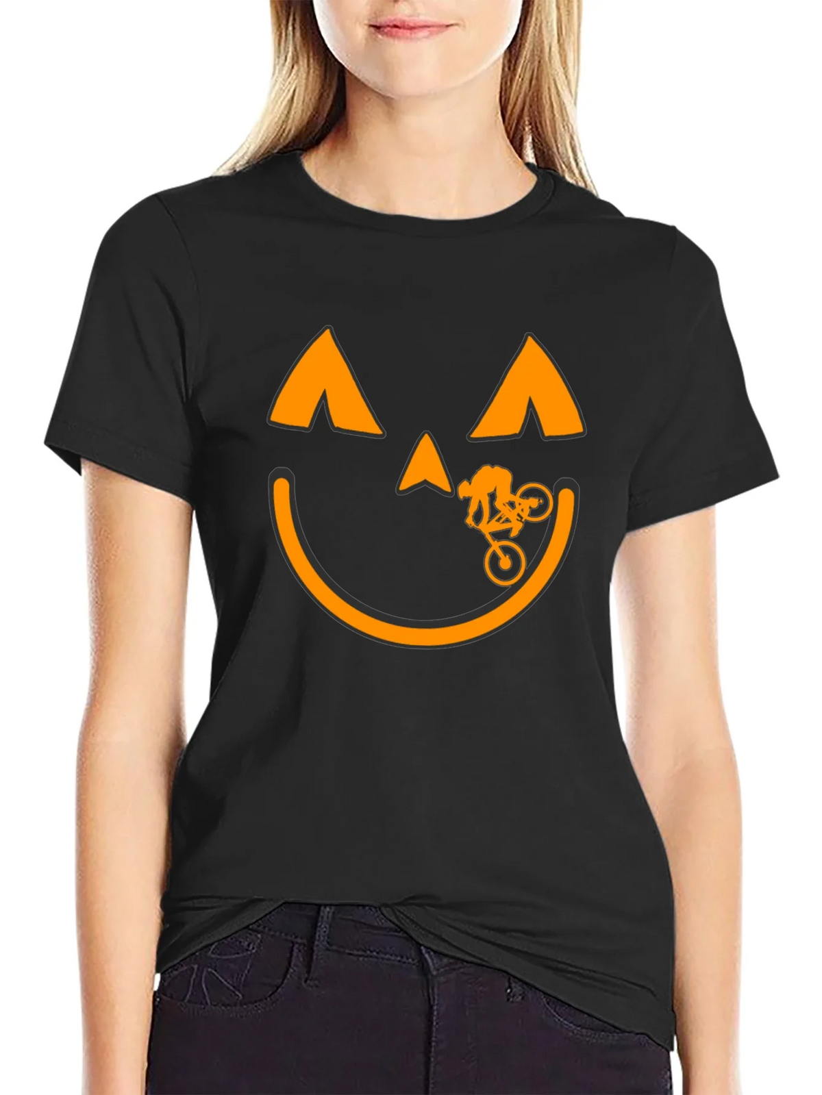 Halloween Pumpkin Biker T-Shirt product image 1