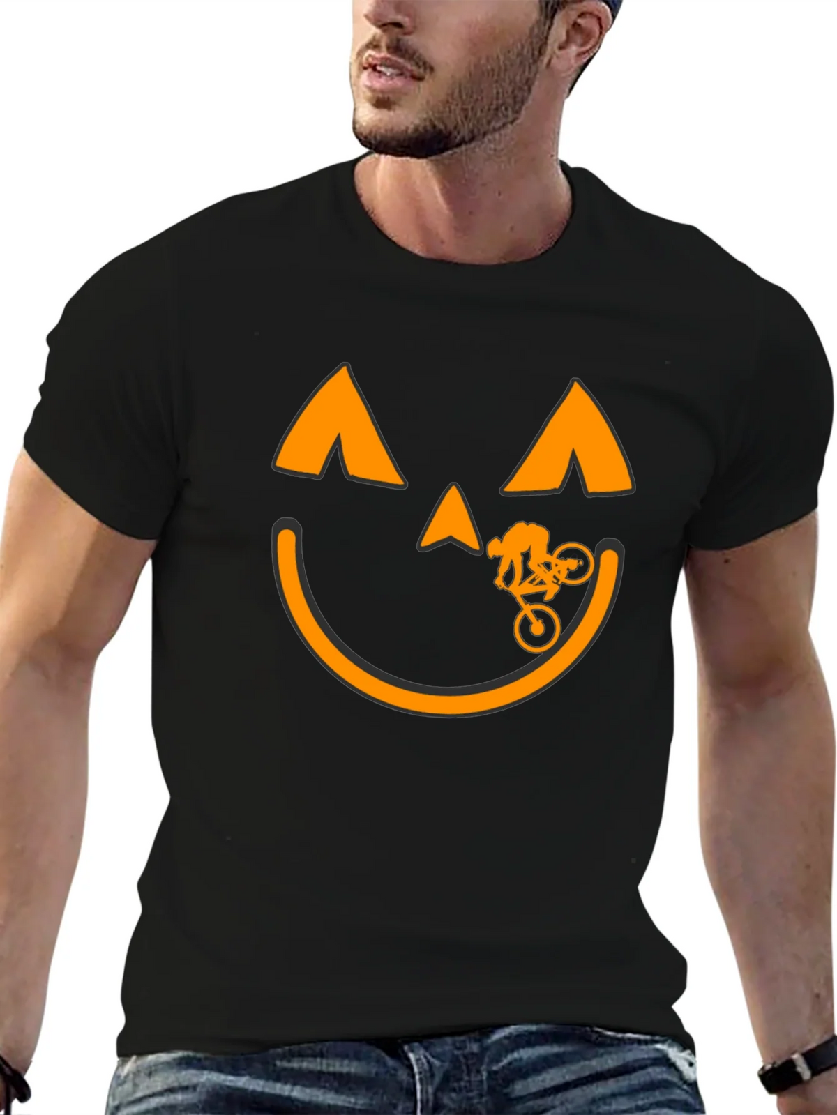 Halloween Pumpkin Biker T-Shirt product image 4