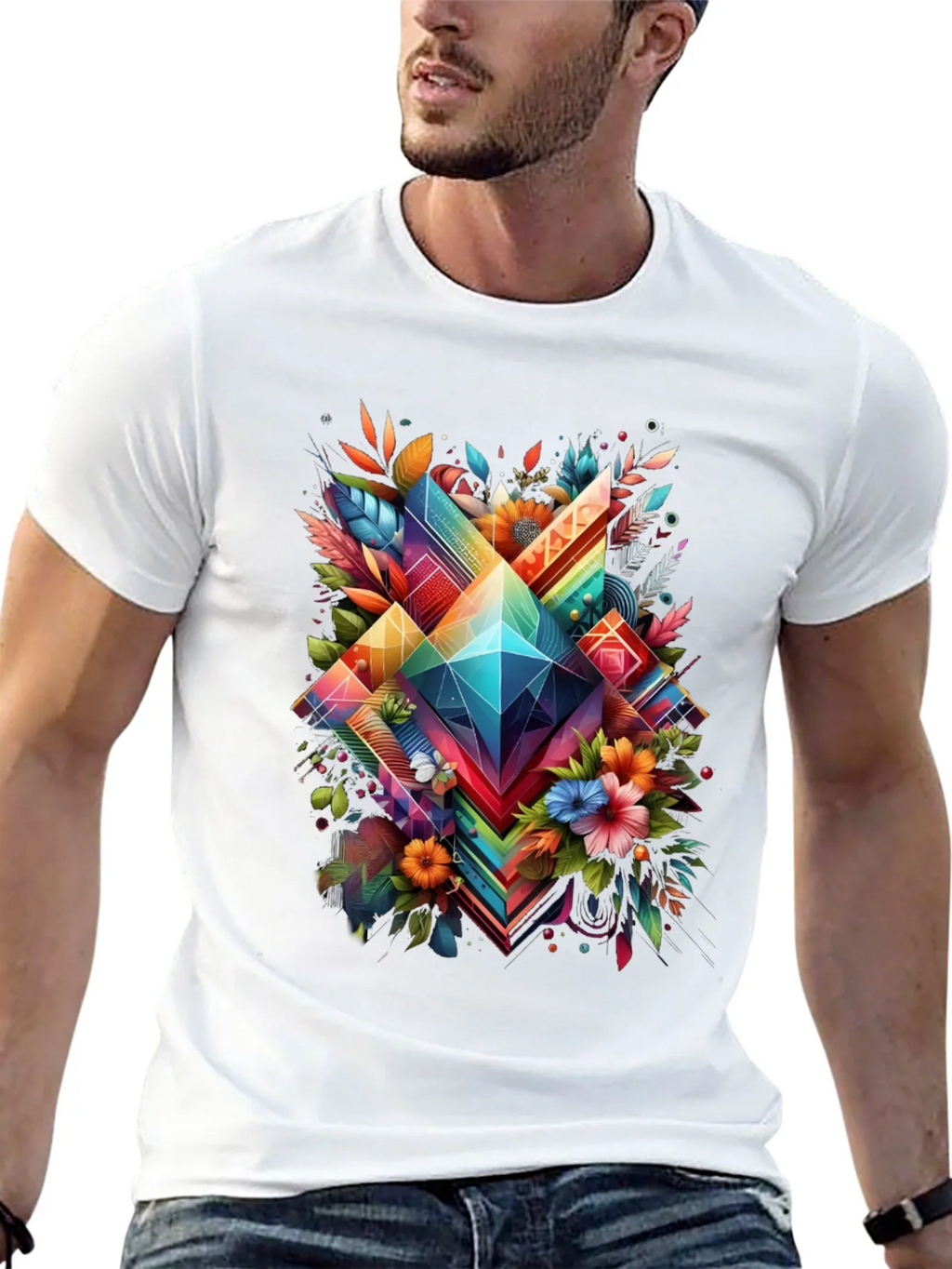 Geometric Floral Graphic T-Shirt product image 12