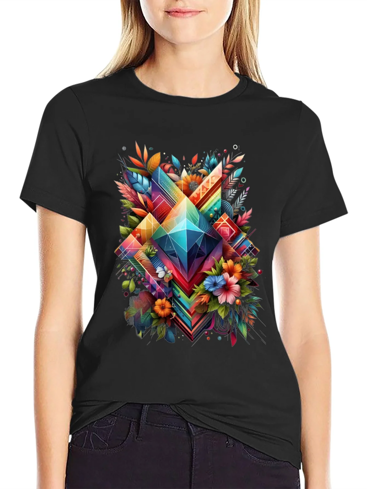 Geometric Floral Graphic T-Shirt product image 2