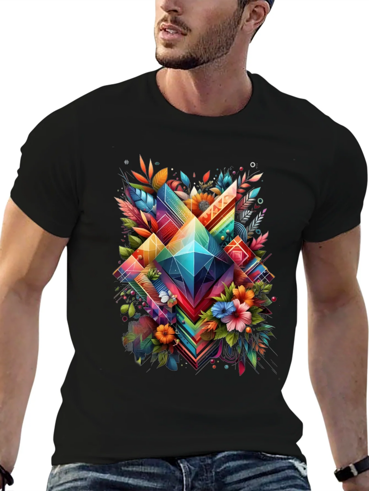 Geometric Floral Graphic T-Shirt product image 6