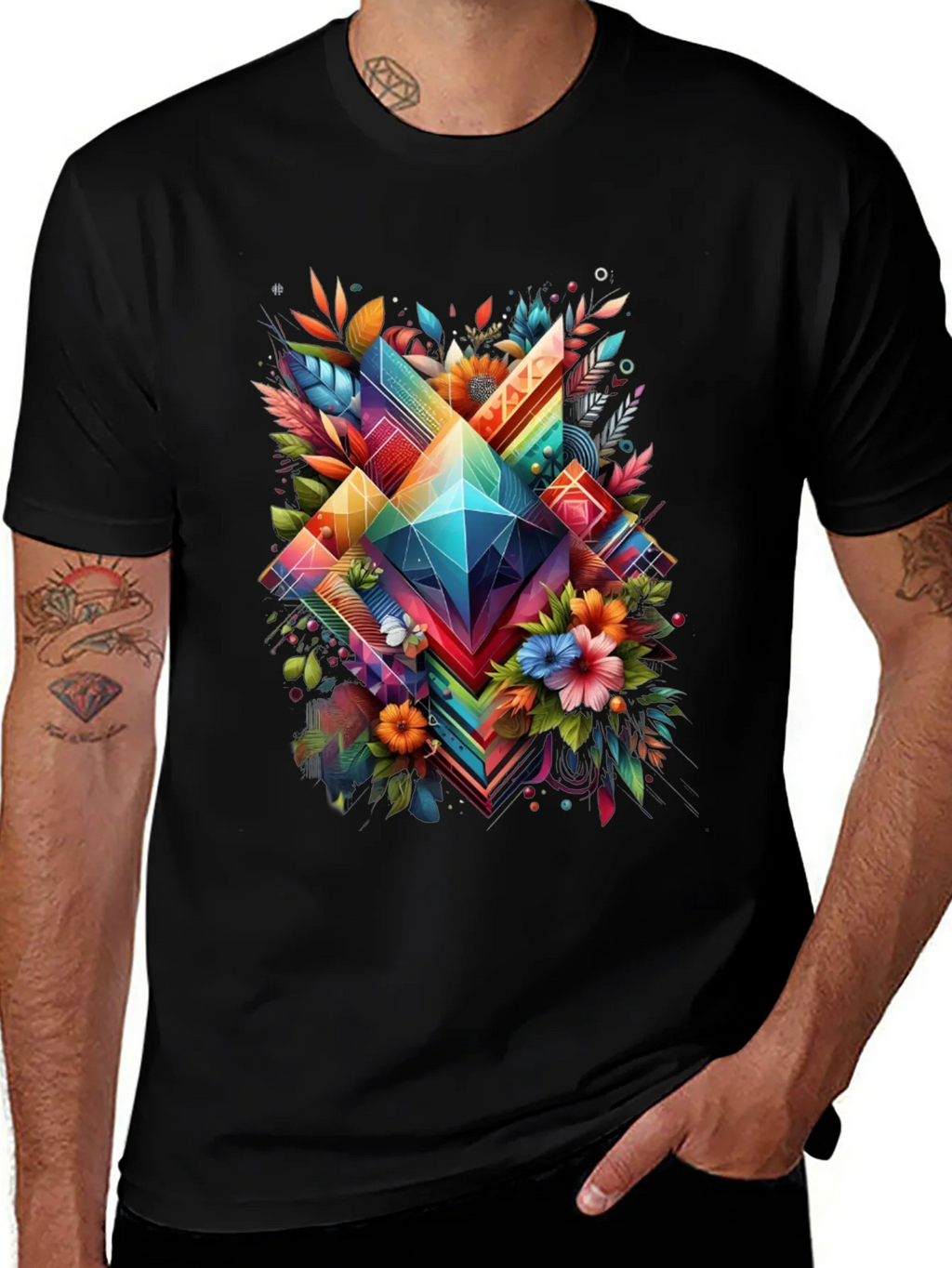 Geometric Floral Graphic T-Shirt product image 1