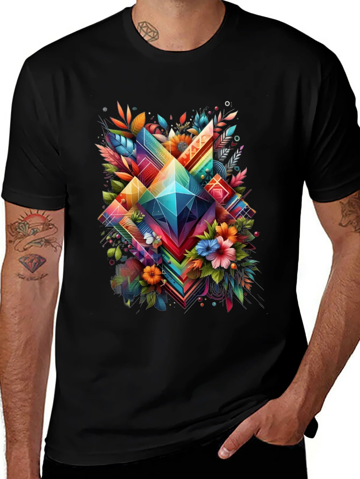Geometric Floral Graphic T-Shirt product image 1