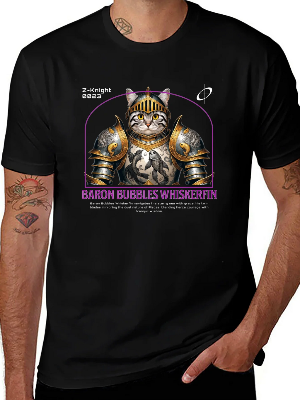 Knight Cat T-Shirt - Baron Bubbles Whiskerfin product image 1