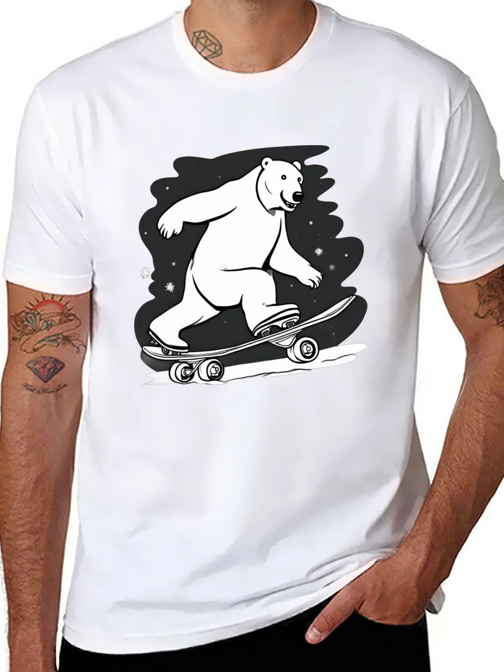Cool Polar Bear Skateboard Graphic Tee product image 7