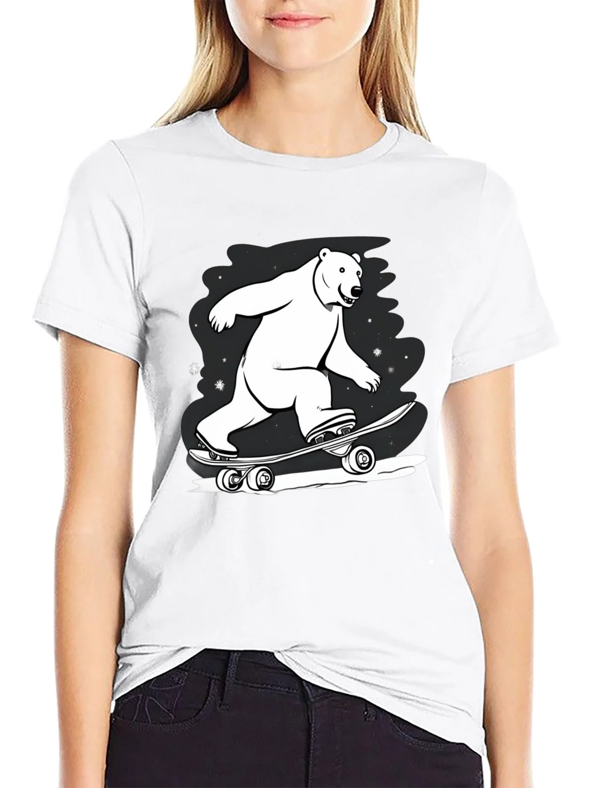 Cool Polar Bear Skateboard Graphic Tee product image 8