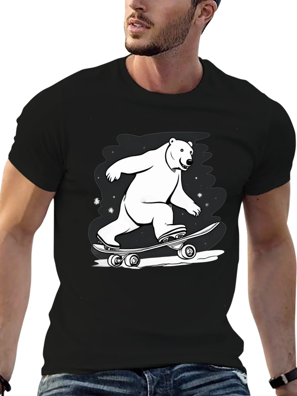Cool Polar Bear Skateboard Graphic Tee product image 6