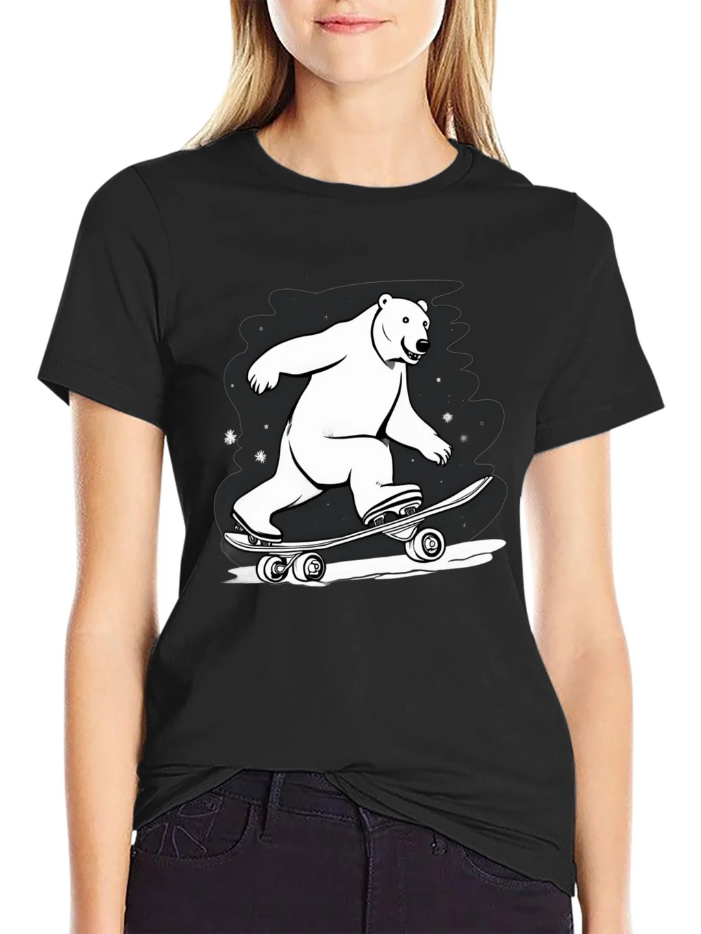 Cool Polar Bear Skateboard Graphic Tee product image 2