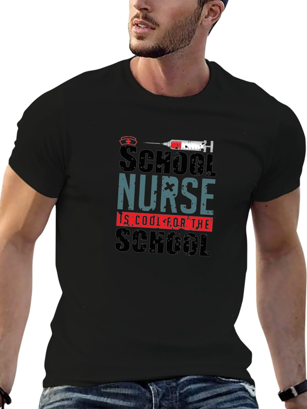 School Nurse Cool Black T-Shirt product image 6