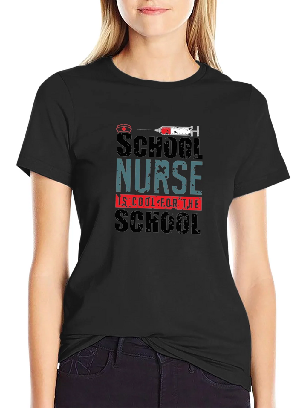 School Nurse Cool Black T-Shirt product image 2