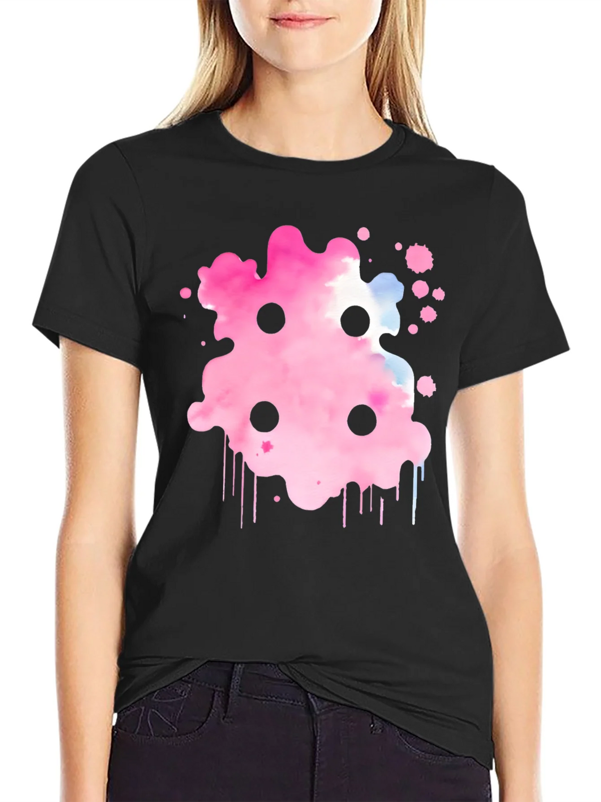 Abstract Pink Ink Splatter T-Shirt product image 2