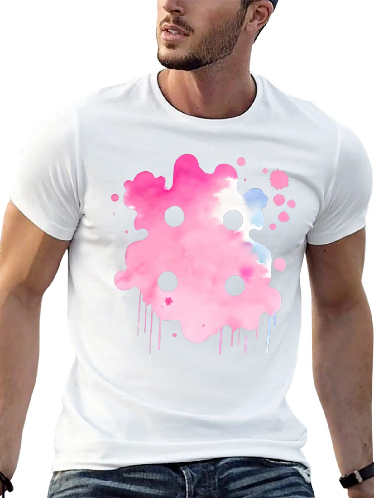 Abstract Pink Ink Splatter T-Shirt product image 12