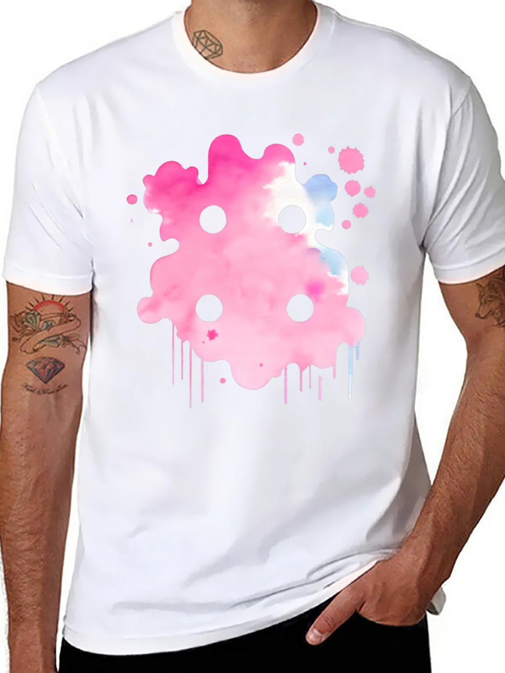 Abstract Pink Ink Splatter T-Shirt product image 7
