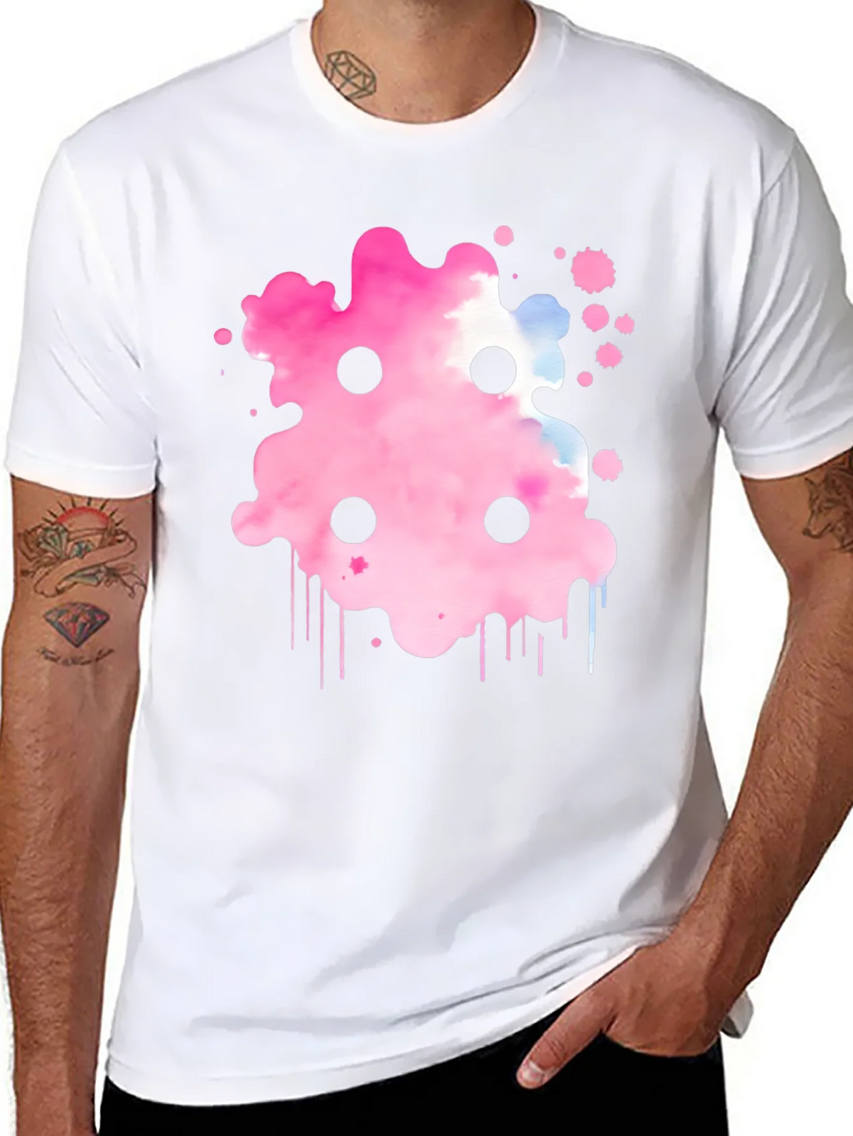 Abstract Pink Ink Splatter T-Shirt product image 7