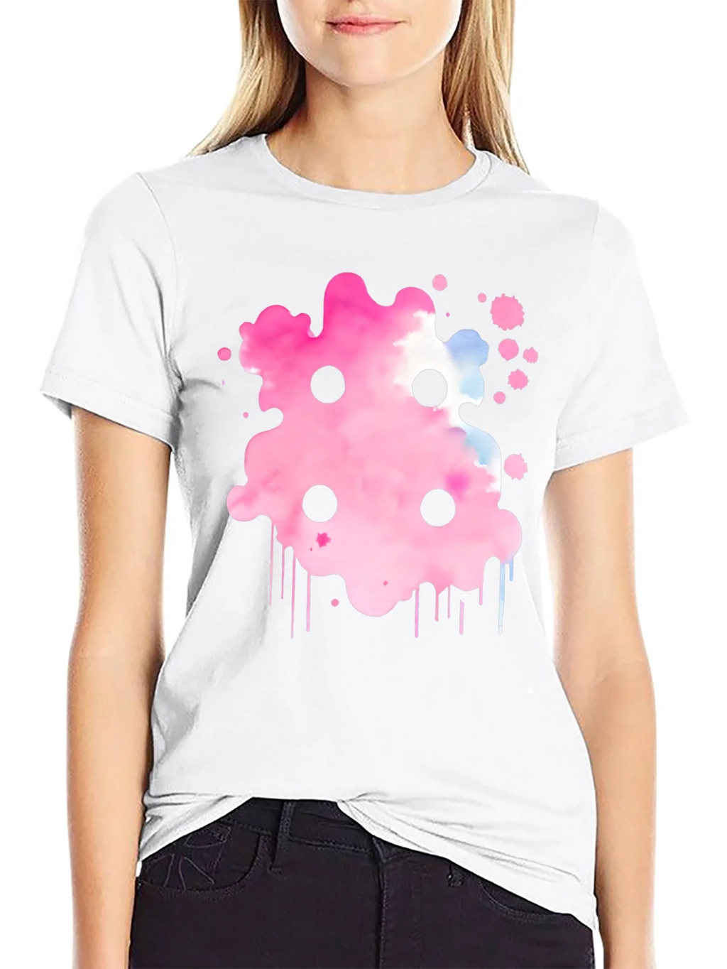 Abstract Pink Ink Splatter T-Shirt product image 8