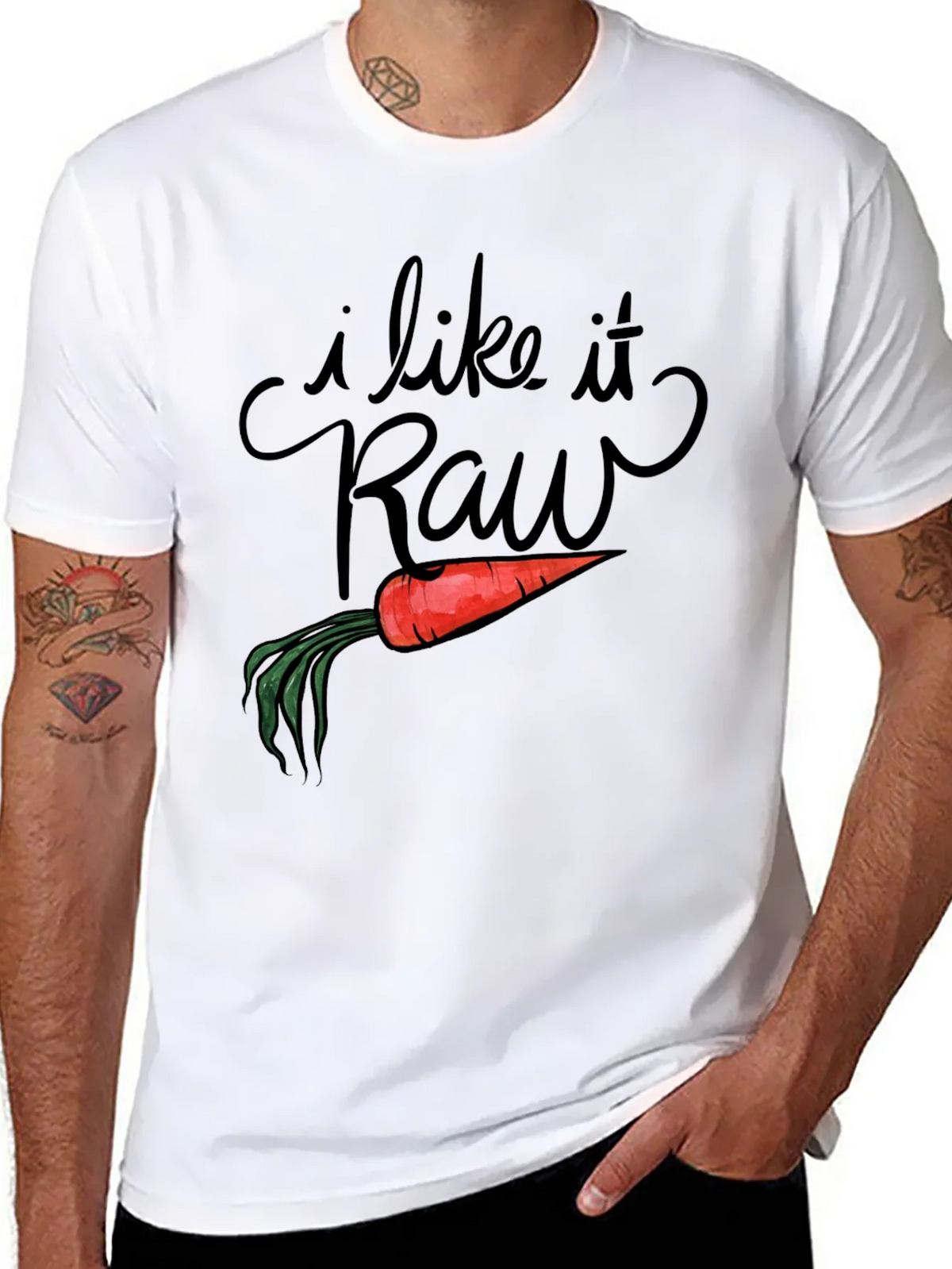 I Like it Raw Funny Carrot Pun T-Shirt product image 3