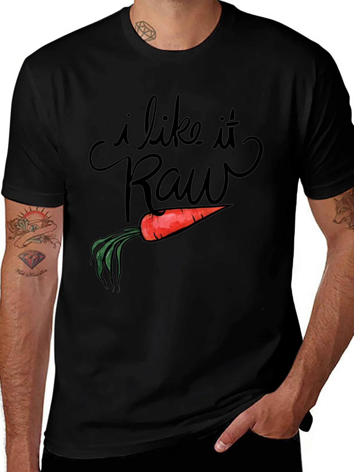 I Like it Raw Funny Carrot Pun T-Shirt product image 1