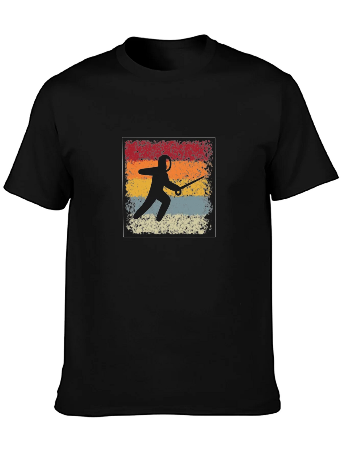Retro Fencing Silhouette Graphic T-Shirt product image 3