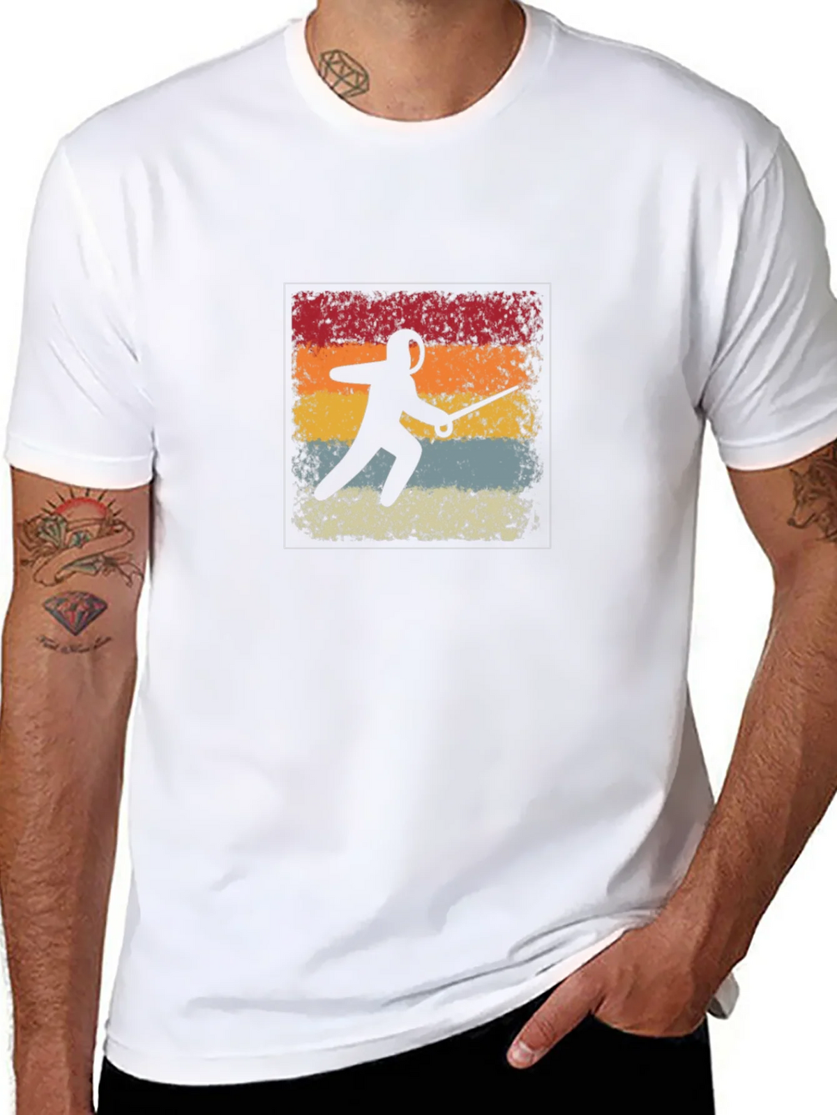 Retro Fencing Silhouette Graphic T-Shirt product image 5