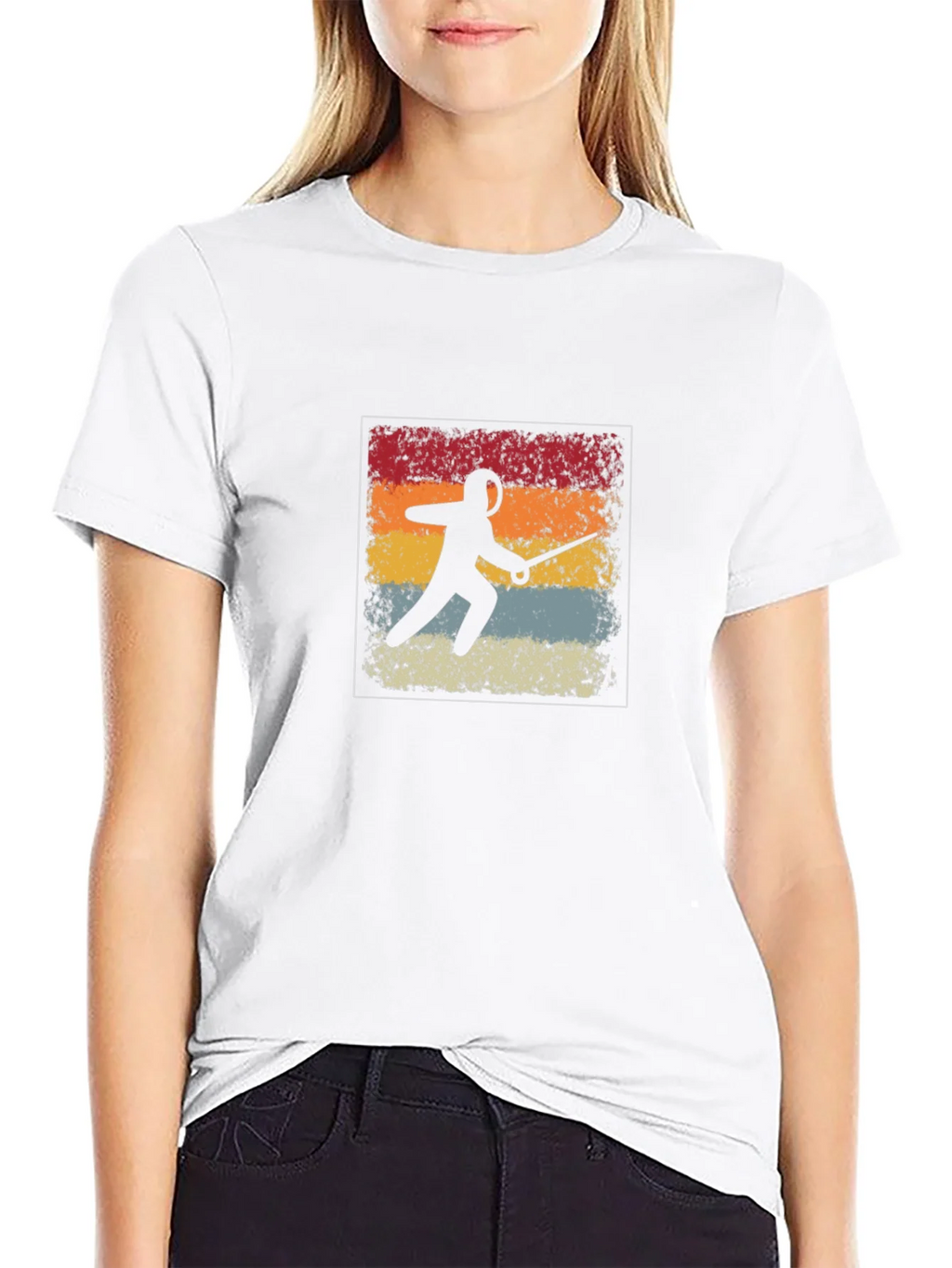 Retro Fencing Silhouette Graphic T-Shirt product image 6