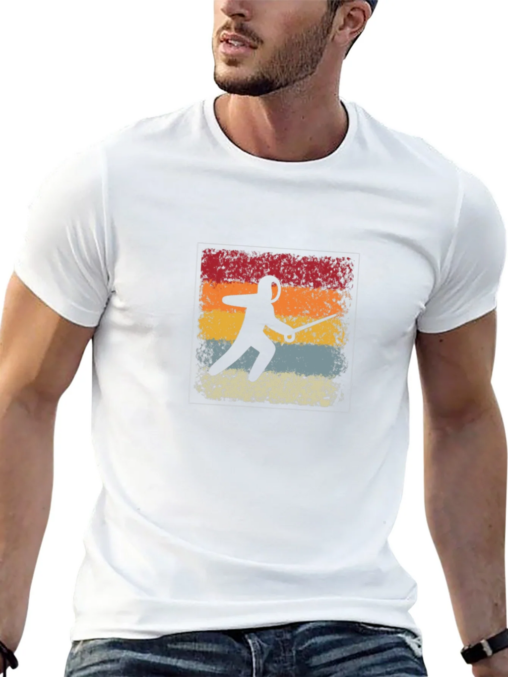 Retro Fencing Silhouette Graphic T-Shirt product image 10